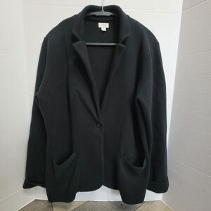 JCrew Schoolboy Sweater Blazer Black Women's Jacket Large Sustainable Cotton